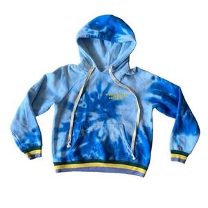 Warm Fun XS Warm Waves Cold Beer Tie Dye Hoodie Blue Pullover Pocket